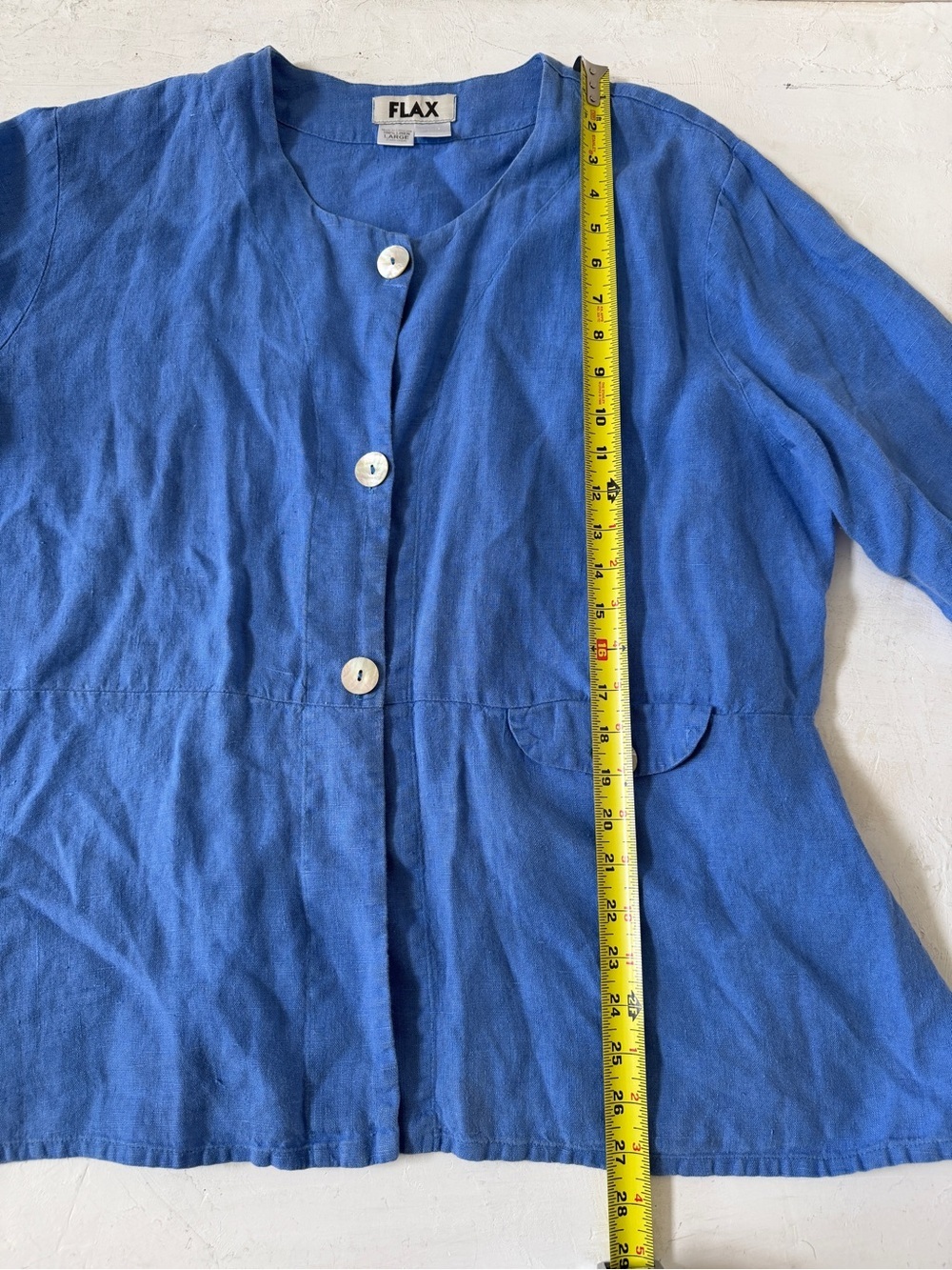 FLAX oversized lagenlook shirt in a coastal blue linen size L - Picture 6 of 6